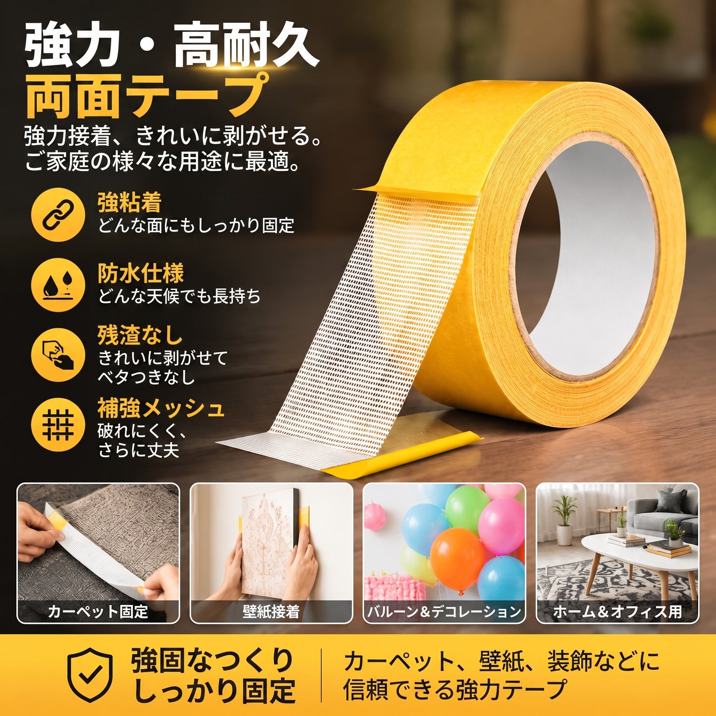 PKNEW® 超強力両面テープ — 強粘着・防水・剥がせるタイプ・糊残りなし(カーペット、壁紙、バルーン、家庭用に最適)🔥