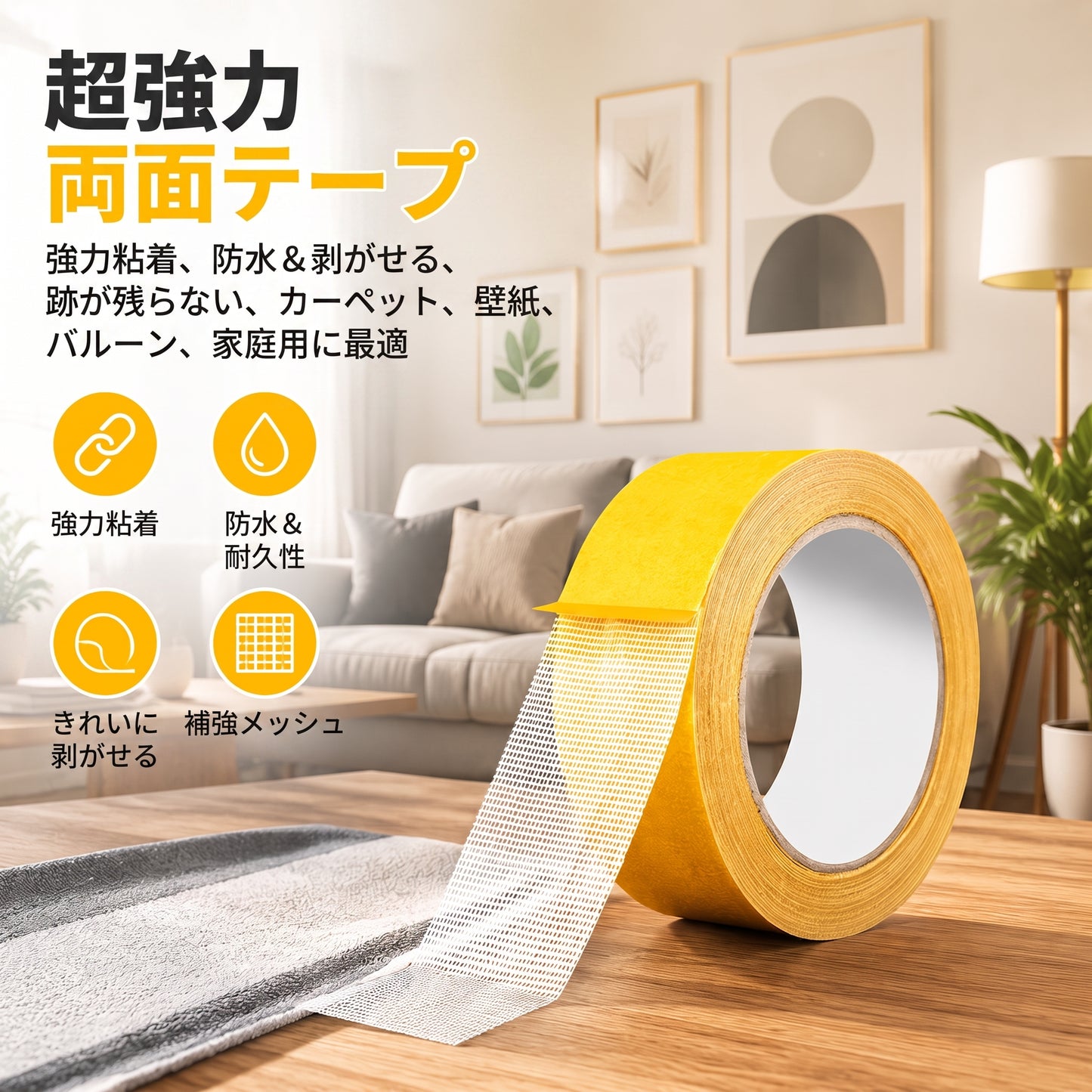 PKNEW® 超強力両面テープ — 強粘着・防水・剥がせるタイプ・糊残りなし（カーペット、壁紙、バルーン、家庭用に最適）🔥