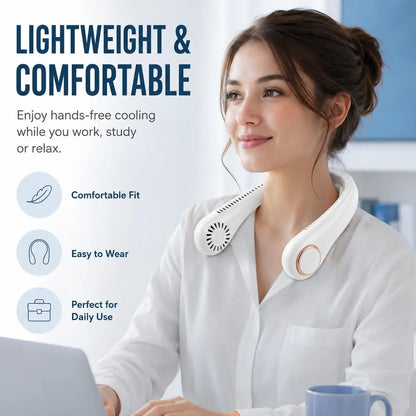 PKNEW®Portable Neck Fan, Bladeless Wearable Personal Fan, Hands-Free Cooling for Outdoor & Office
